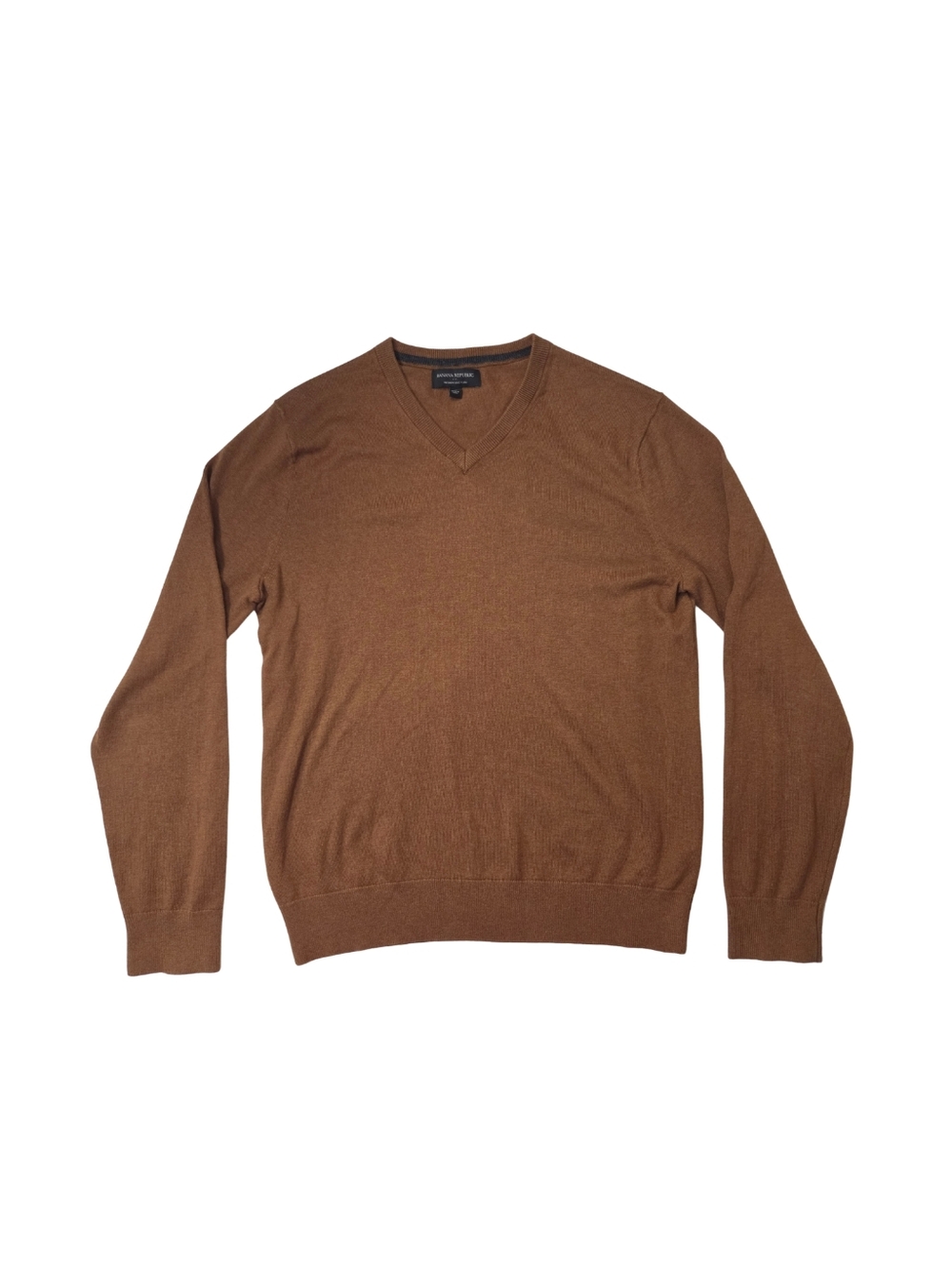 Banana Republic V-Neck Sweater Mens M Cotton Cashmere Silk Preppy Academia Brown